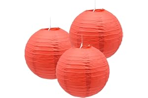 Hocansen 3pcs Paper Lanterns Decorative Round Chinese Paper Lanterns for Birthday Halloween Wedding Baby Bridal Shower Home Decor Party Decoration (12in/Red)
