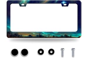 OMW2FYB Personalise Aurora Night Sky License Plate Frame Scenery License Plate Frames Car Universal Stainless Steel Accessories Cars Decor with 2 Holes and Screws Fits Standard Us Vehicles Size 12.2 X 6 Inch