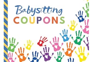 Babysitting Coupons: Colorful Hand Prints - Red Blue Yellow Green / 50 Vouchers / Gift Book for Grandparents - Grandma - Grandpa - New Mom Baby Shower / Cute Card Alternative