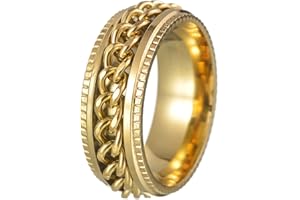 Udolfly Mens Fidget Rings Anxiety Rings for Men Women Chain Spinner Rings for Kids Teen Titanium Steel Ring