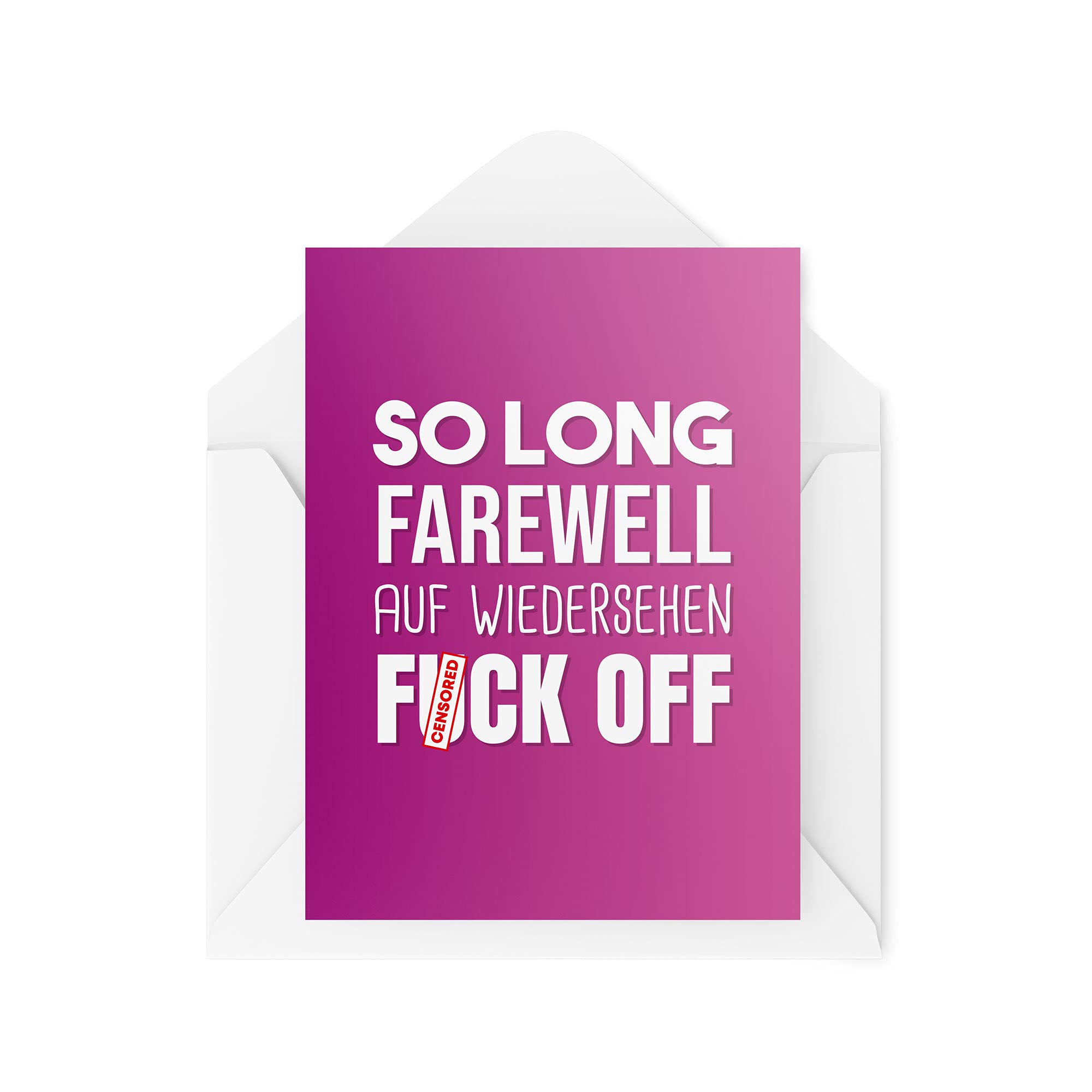 Tongue in Peach Funny Leaving Cards, Retirement Card, So Long Farewell Auf Wiedersehen, New Job Work Office Colleague Profanity Hilarious Joke, CBH503, White, 21 x 15 x 0.2 cm
