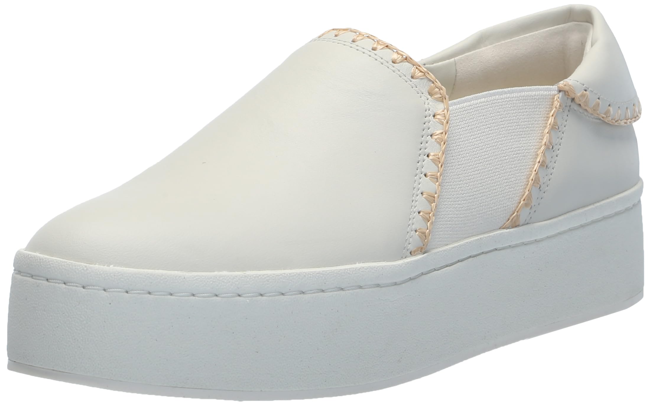 Vince Women’s Warren Slip On Platform Sneakers, White/Raffia, 5.5 M