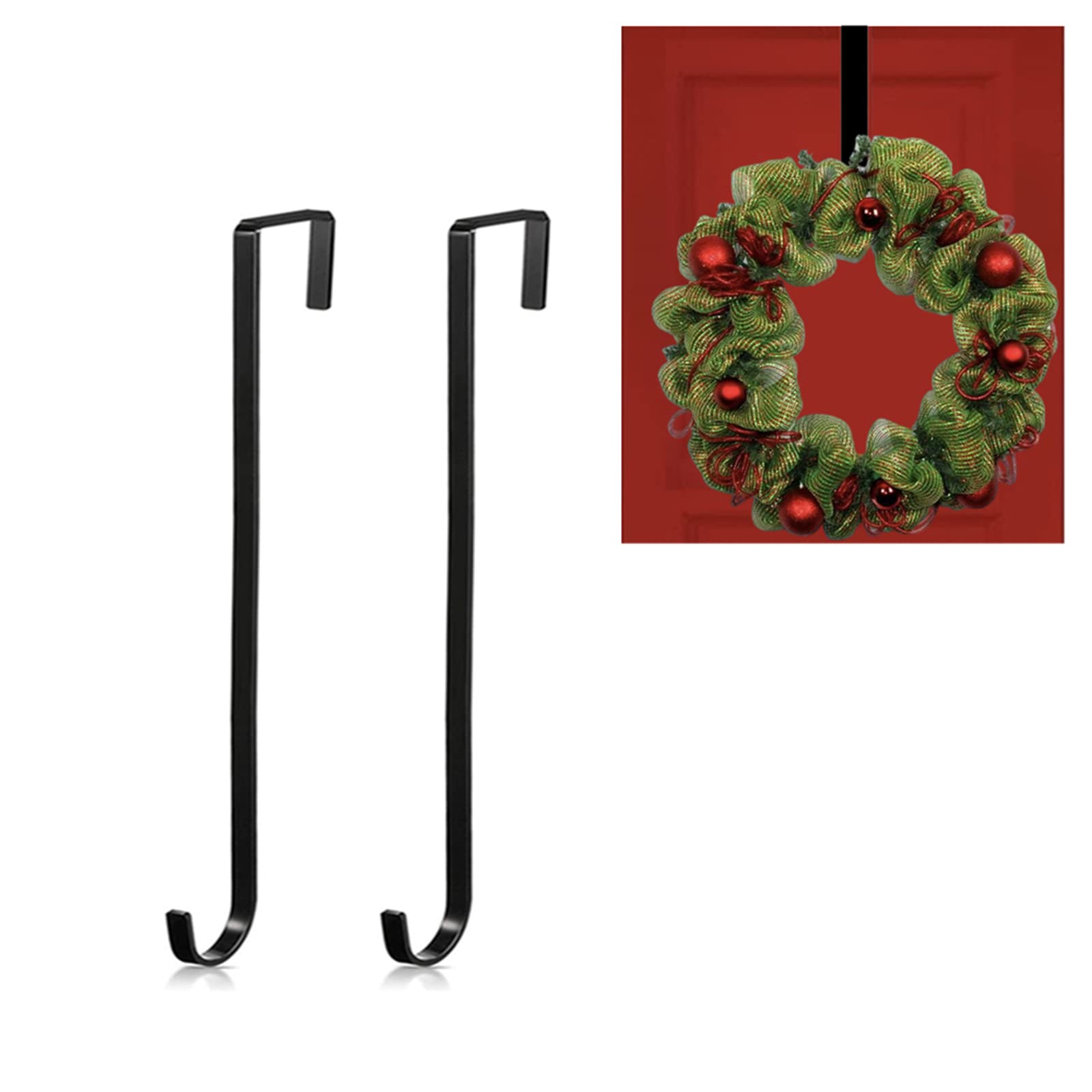 Mienocol Christmas Wreath Metal Hanger Hook for Thick Front Door,Garland Hanger Hanging Hook Holders Over The Door Wreath Door Hanger Hooks for Xmas Home Office Door Wall Wedding Wreath Decorations