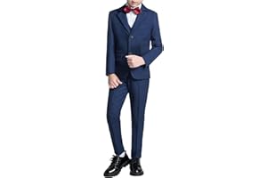 ZOUSHEN Boy Suits Slim Fit Tuxedo for Boys Plaid Suit Set for Kids Formal Wedding Ring Bearer Outfit