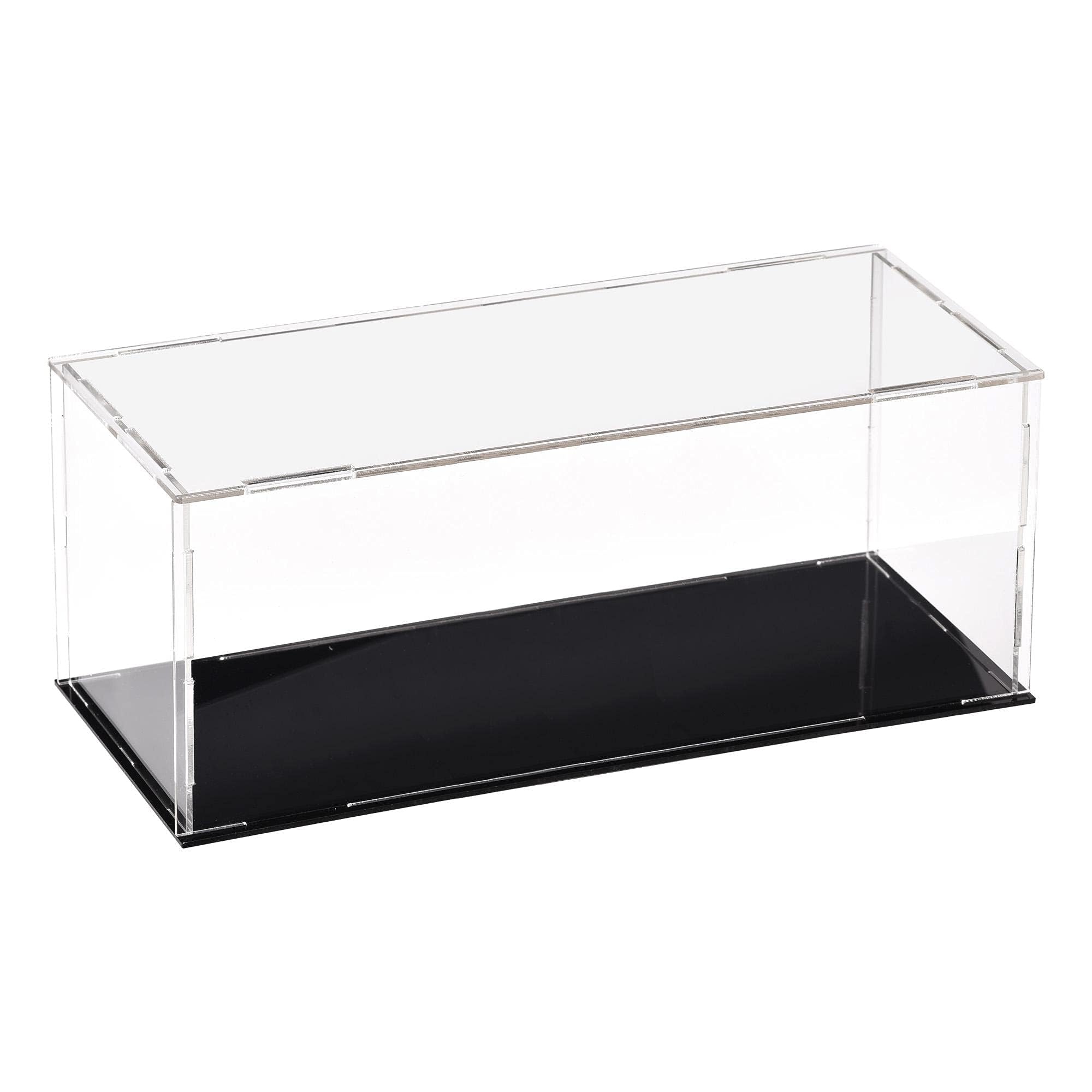 TA-VIGOR Acrylic Clear Display Case, 25 x 10 x 10cm Assemble Countertop Box Cube Organizer Stand Dustproof Protection Showcase with Black Base for Action Figures Toys Collectibles Home Storage — image 1