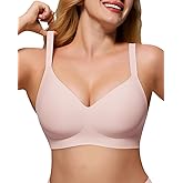As Fairy Womens Soft Comfortable No Underwire Bras V Neck Seamless Push Up Bralettes Full Coverage Tshirt Brassiere