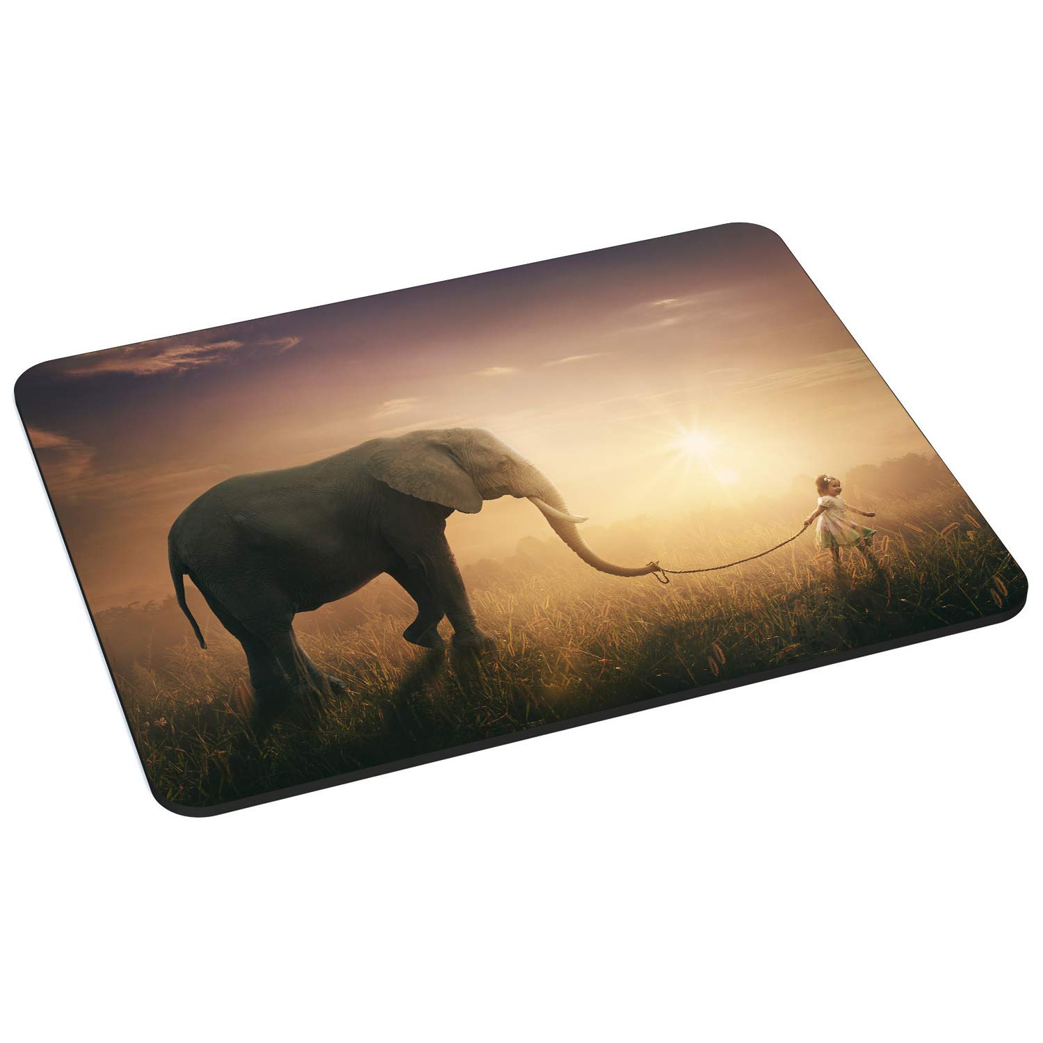 Pedea Gaming and Office Mouse Mat - 220 x 180 mm - with Stitched Edges and Non-Slip Base - Elephant