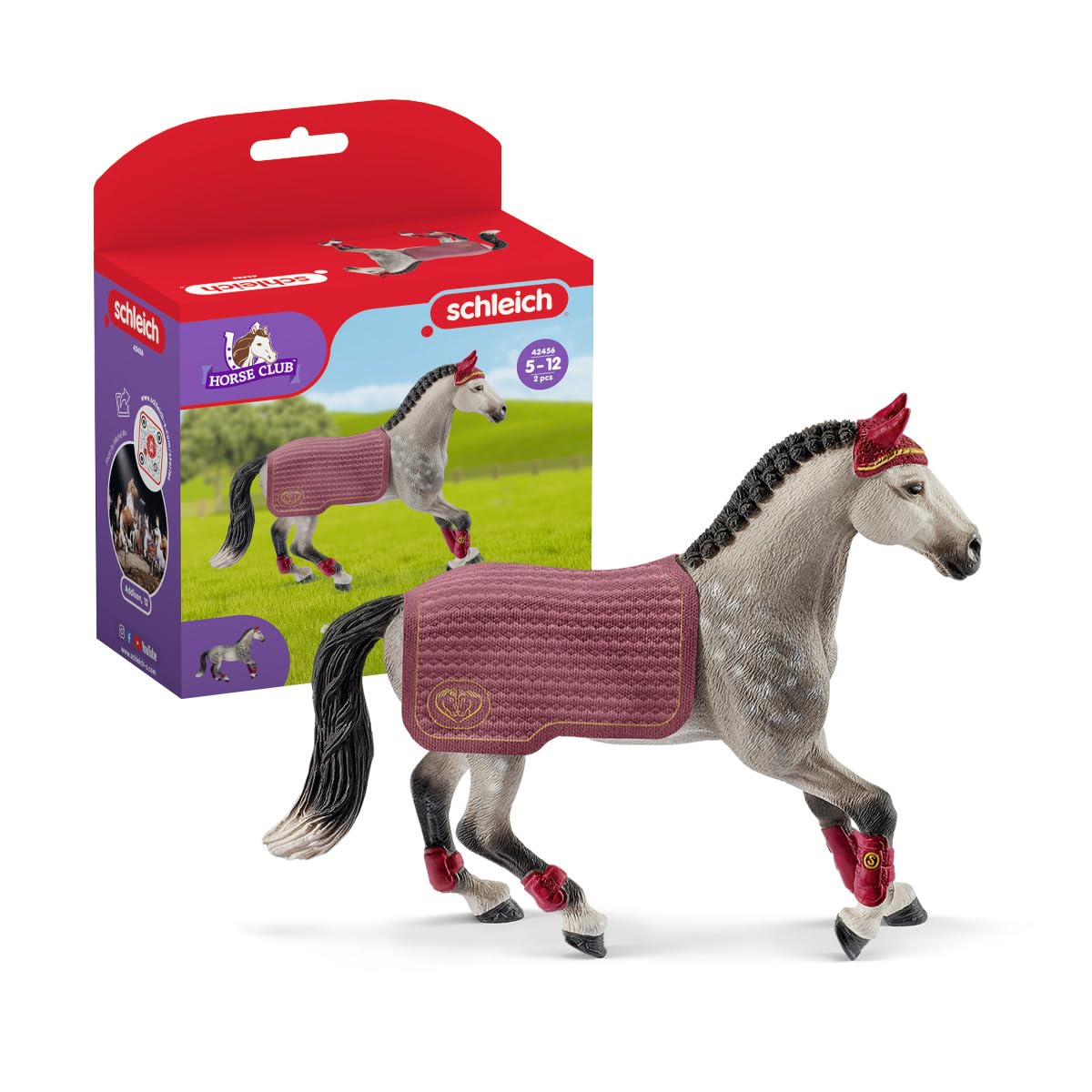 SCHLEICH HORSE CLUB 42456 Trakehner Stute Pferde Figur - Authentische Pferde Figur mit Abnehmbarer Decke - Kreatives Pferde Spielzeug für Jungen und Mädchen ab 5 Jahren