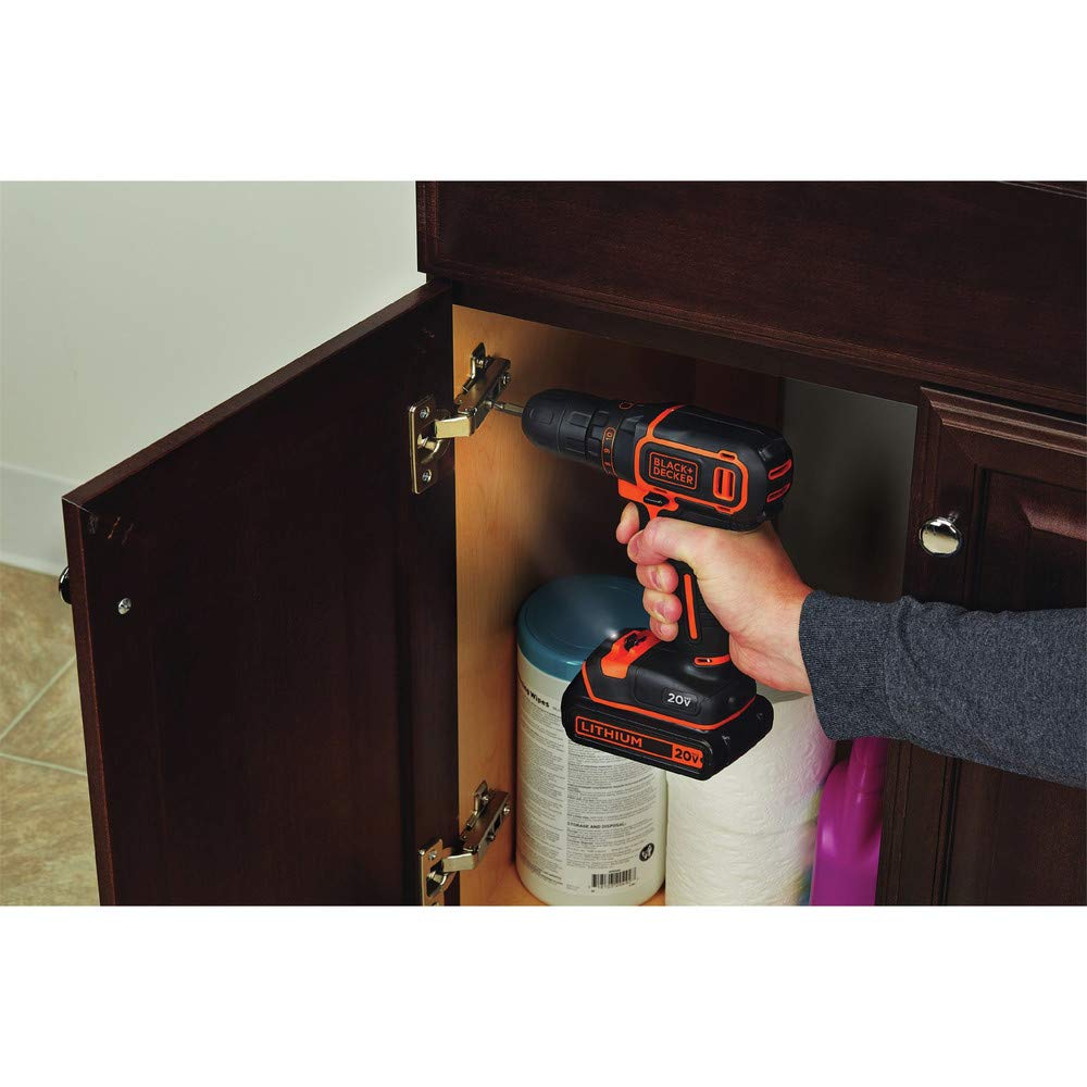 BLACK+DECKER 20V MAX Cordless Drill/Driver Kit with ‎Battery, Charger, and Double Ended Bit (BDCDD120C)