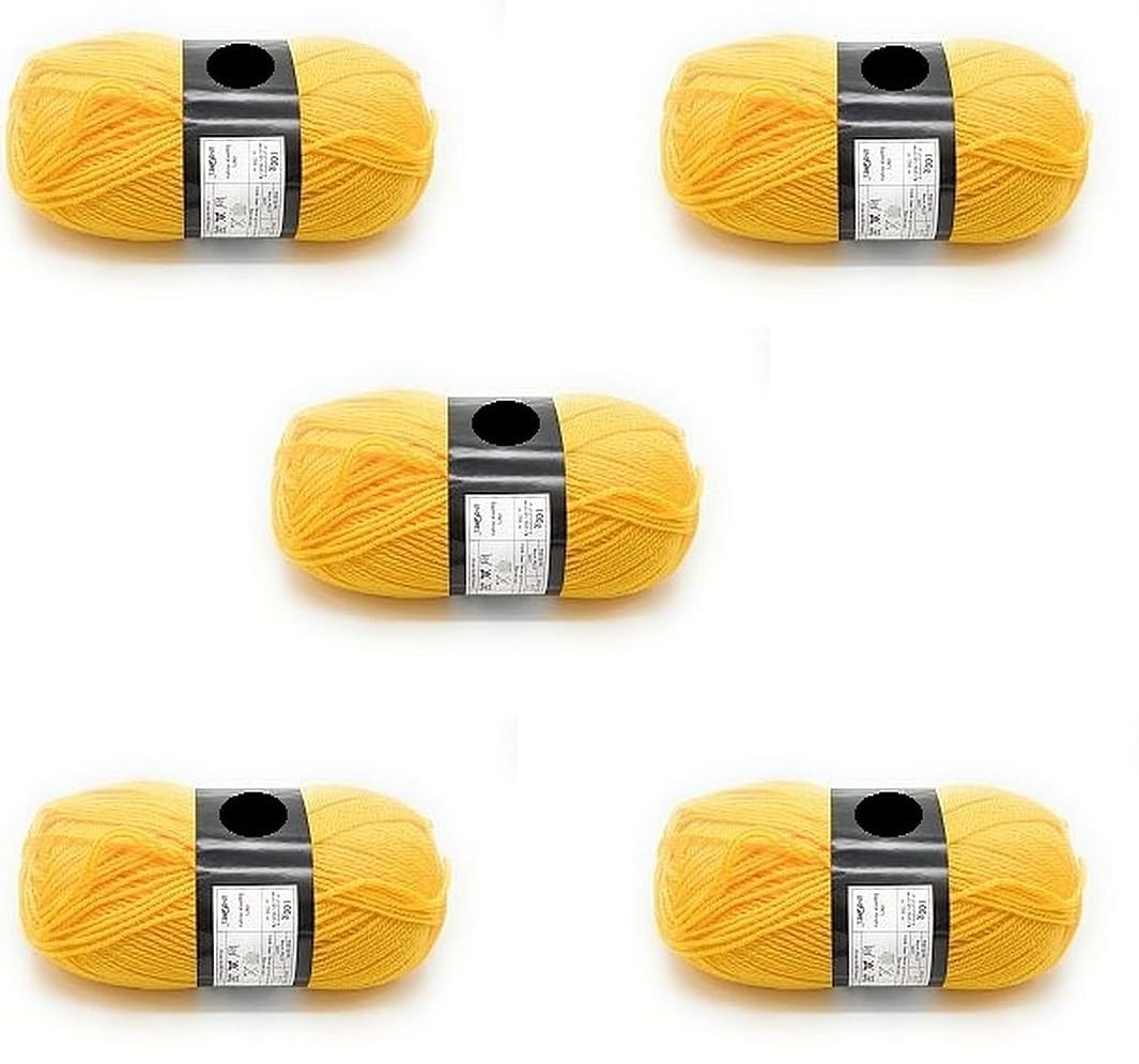 Pack of 5 x 100g Balls Yellow Double Knitting Wool - Sunshine