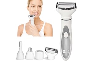 Beanify Wet & Dry Electric Razor for Women Men,4 in 1 Rechargeable Led Display Electric Shaver and Facial Hair Remover,Painless Ladies Body Razors for Nose Face Body Leg Bikini Arm Hair (Gray)