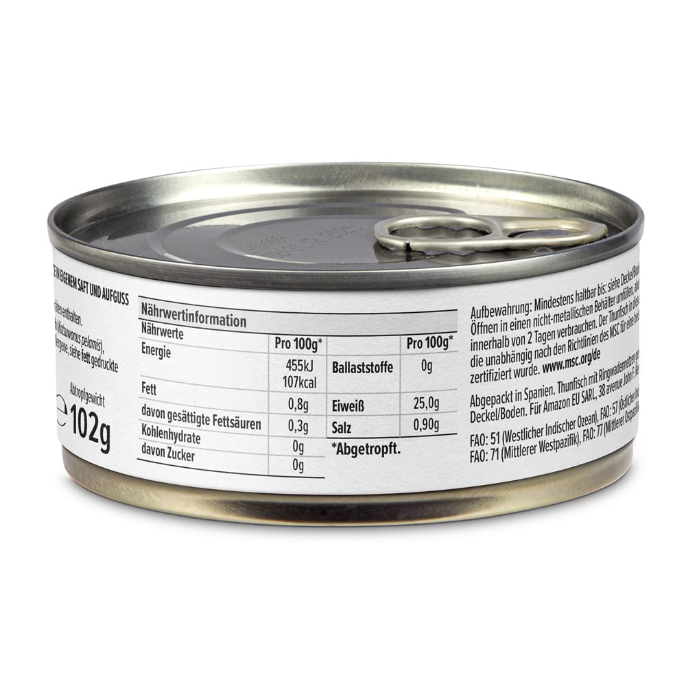 by Amazon Thunfischstücke in eigenem Saft und Aufguss, 145g (1er-Pack) 2