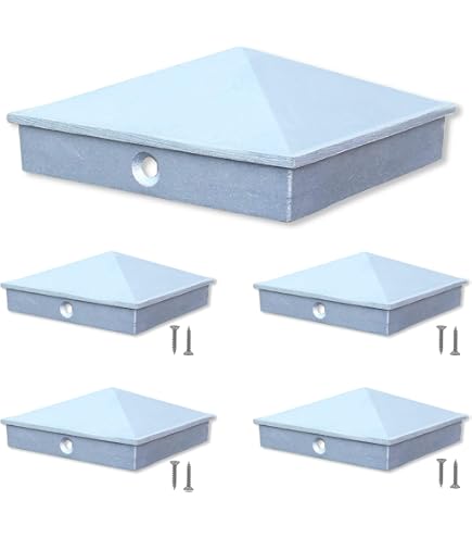 4x4 Inch Black Plastic Fence Post Caps - Pyramid Design, 4 Pack, For Wood Or Metal Posts