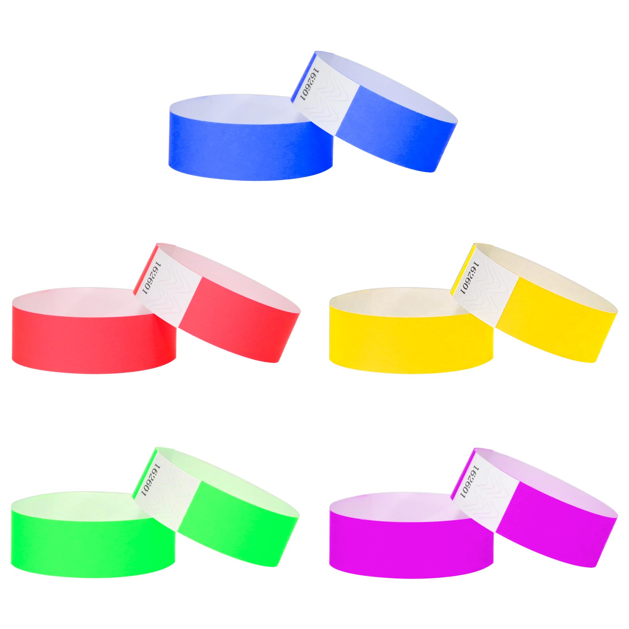L LIKED 500 Pcs Wristbands for Events, Waterproof Paper Wristbands Party Bands Entrance Wrist Bands for Events Music Festival Concert Contest (5 Colors)