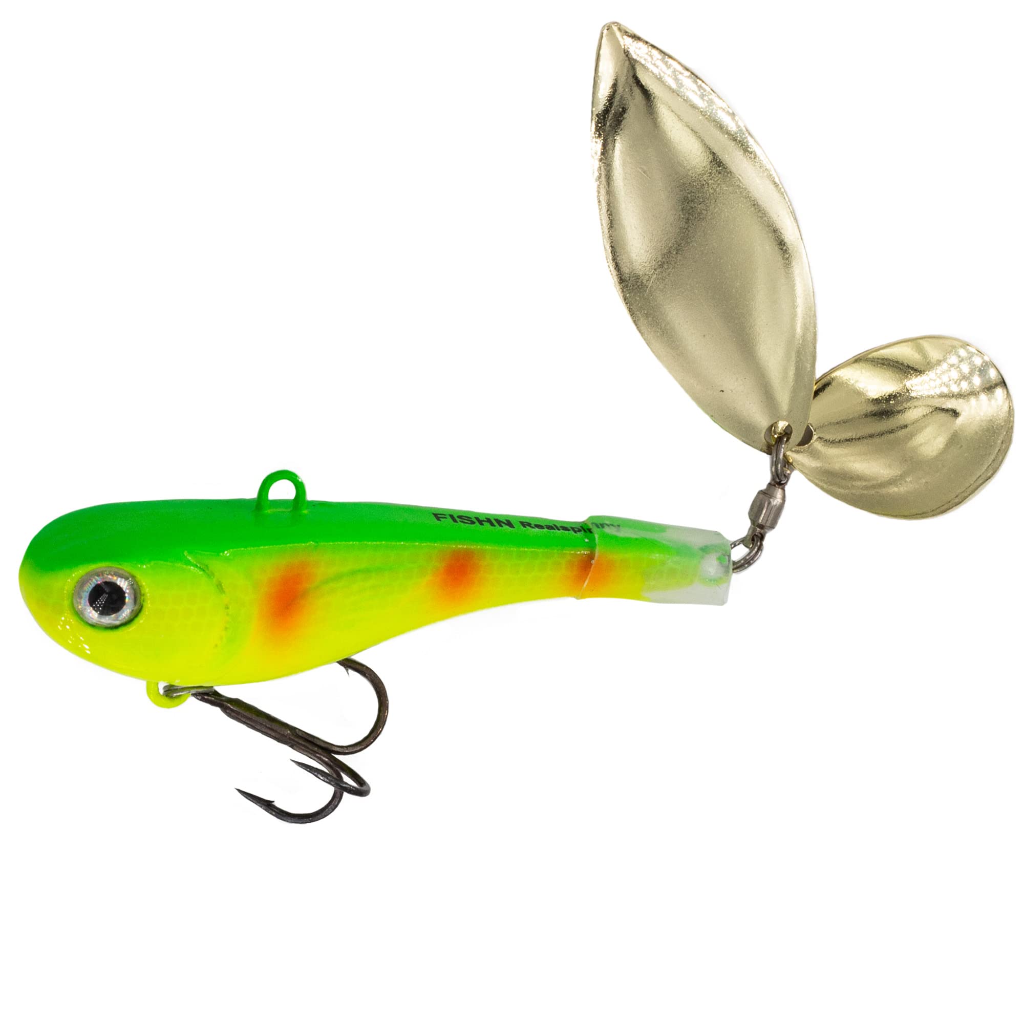 FISHN®Grumpy Spinner, Jig Spinner – bait, artificial bait for fishing for pike, cod, perch, trout and pike-perch (30g, Lemon)