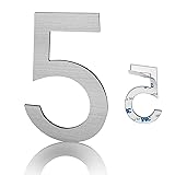 3 Inch Modern House Numbers, Brushed Silver Mailbox