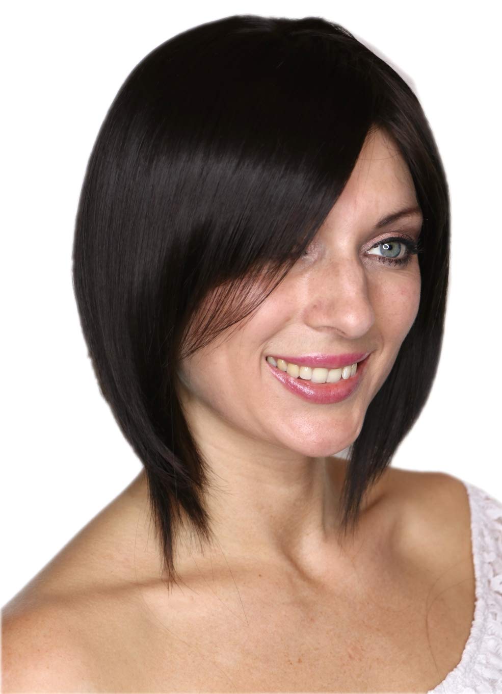 Prettyland Black Brown Layered Straight BOB Cut Natural Matt Short Hair Daily Use Wig C353