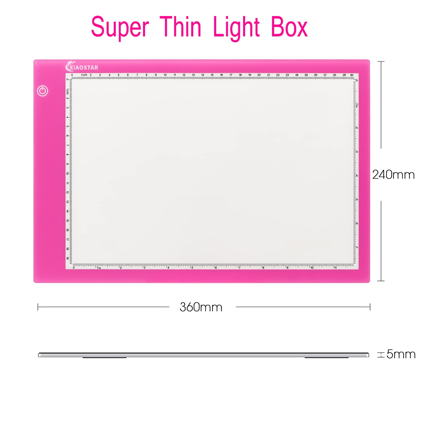 Light Box Drawing Pad, Tracing Board with Type-C Charge Cable and Brightness Adjustable for Artists, AnimationDrawing, Sketching, Animation, X-ray Viewing (A4-Pink)