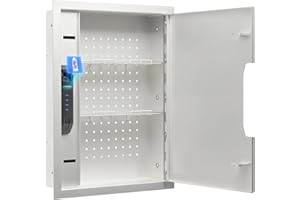MAXSAFES Quick Access Wall Safe with Finger Vein Recognition Lock White Wall Safes Box with Pegboard, Removable Shelves & Heavy Duty Dual-Latch, Wall Gun Safe for Valuables, Cash, Clips