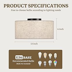 Vexagyle 13inch Semi Flush Mount Ceiling Light