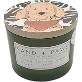 Sand + Paws Scented Candle - Clean Waves - Additional Scents and Sizes –Luxurious Air Freshening Jar Candles Neutralize pet Odors and Enhance Home décor – 100% Cotton Lead-Free Wicks - 12 oz