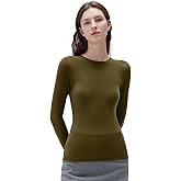 SUUKSESS Cloud Cashmere Women Crew Neck Fitted Long Sleeve Shirt Basic Knit Tops