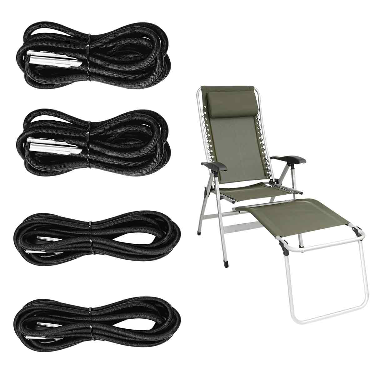 XXLKVSK 4Pcs Gravity Chair Repair Cord Replacement Cord, Replacement Elastic Cords for Sunloungers Garden Lounger Deck Chair (Black)