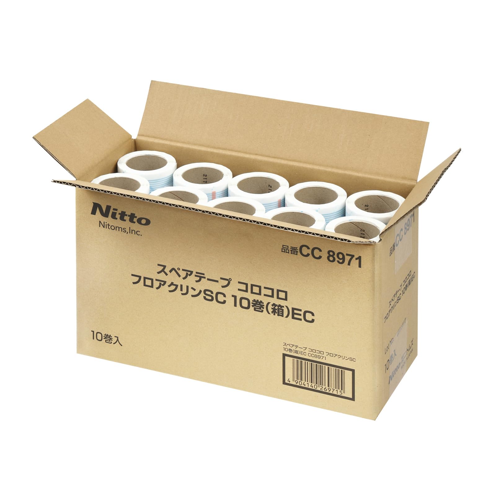 ニトムズ コロコロ スペアテープ 40周 10巻入 フロアクリン SC テープ 替え スパっと切れる フローリング カーペット 畳 ペットの毛 ダニ 花粉 160mm幅 CC8971商品画像