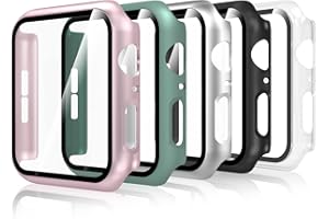 Bigqin 5 Pack Case with Tempered Glass Screen Protector Compatible with Apple Watch Series 6/5/4 SE 40mm, Ultra-Thin Scratch 