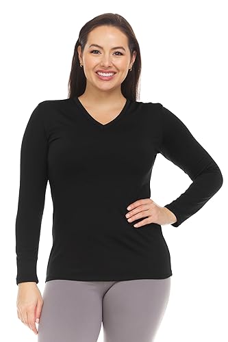 Thermajane Long Sleeve V Neck Thermal Shirts for Women Cold