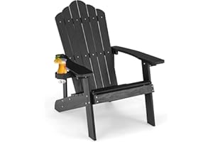 Giantex Outdoor Adirondack Chair - Oversized Patio Chairs w/Hidden Cup Holder, Realistic Wood Grain, 380 LBS Weight Capacity,