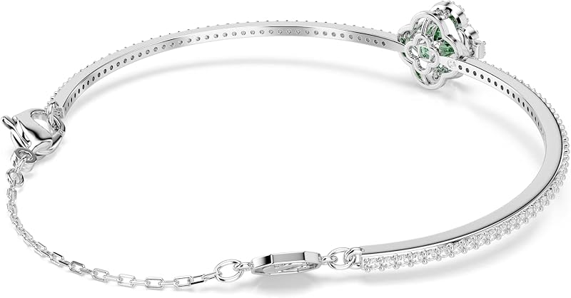 Bracciale rigido Una Angelic, Taglio misto, Verde, Placcato rodio