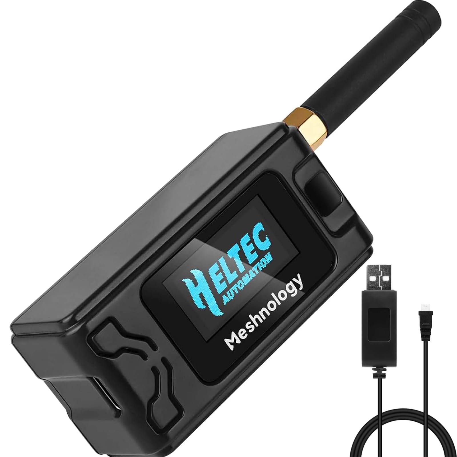 Photo 1 of **FOR PARTS/ NON-FUNCTIONAL *** Meshnology ESP32 Lo Ra V3 Development Board + 1100mAh Battery + Case + USB Charger Cable Set - with 915MHz Antenna and SX1262 Lo Ra V3 Devices for Mesh Tastic Ar duino Lo Rawan IOT (N30,4-in-1,Black)