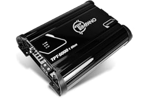 Timpano TPT-5000 1 Ohm Full Range Amplifier - 5000 Watts RMS Class D 1 Channel Amp Built-in Crossovers for Installation of PR