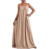 BEAUDRM Women's Boho Maxi Dress Summer Wedding Guest Dress Backless Flowy Beach Vacation Sundress