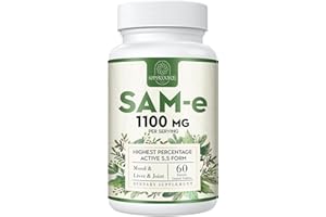 Kanacoufce 1100mg SAM-e (S-Adenosyl-L-Methionine), SAM e Supplement for Mood, Joint & Liver, Highest Concentration of Active S,S Form Same, Vegan, 60 Tablets, 60 Days Supply
