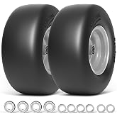 RONPOW 13x6.50-6 Flat Free Zero Turn Lawn Mower Tires, 500lb Load Capacity | Universal 3/4", 5/8", 1/2" Bearings, 5.51"-7.91" Adjustable Hub Spacers, Solid Front Caster Replacement, 2-Pack, Gray