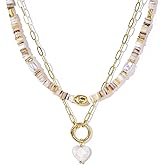 KissYan Beaded Necklaces for Women, Layered Pendant Choker for Summer, Colorful Natural Gemstone Boho Handmade Beach Valentine's Jewelry Gifts For Girlfriend Wife Lover