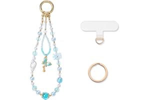 CHUQING Phone Charm Beaded Cell Phone Wrist Strap Butterfly Beaded Short Lanyard Keychain for Women Girls