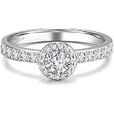 AGVANA Halo of Devotion 0.6-1.3 Ct. Tw. Lab Grown Diamond Halo Engagement Ring in Sterling Silver (0.3-1 Carat Main Stone) Promise Anniversary Wedding Ring for Women (D-E Color, VS Clarity)