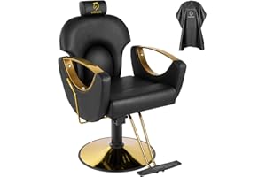 LUXMARS Hydraulic Barber Chair, Salon Chair 360 Degrees Rolling Swivel Hair Styling Chair, Adjustable Height Hair Stylist Tattoo Salon Beauty Spa Chair Styling Equipment - Black