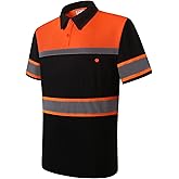HoliSecure Safety Shirts for Men,High Reflective Men Polo Shirts with Pocket,Short Sleeve Workwear Breathable
