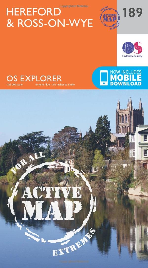 Hereford & Ross-on-Wye Map | Weatherproof | Wye Valley | Ordnance Survey | OS Explorer Active Map 189 | England | Walks | Hiking | Maps | Adventure