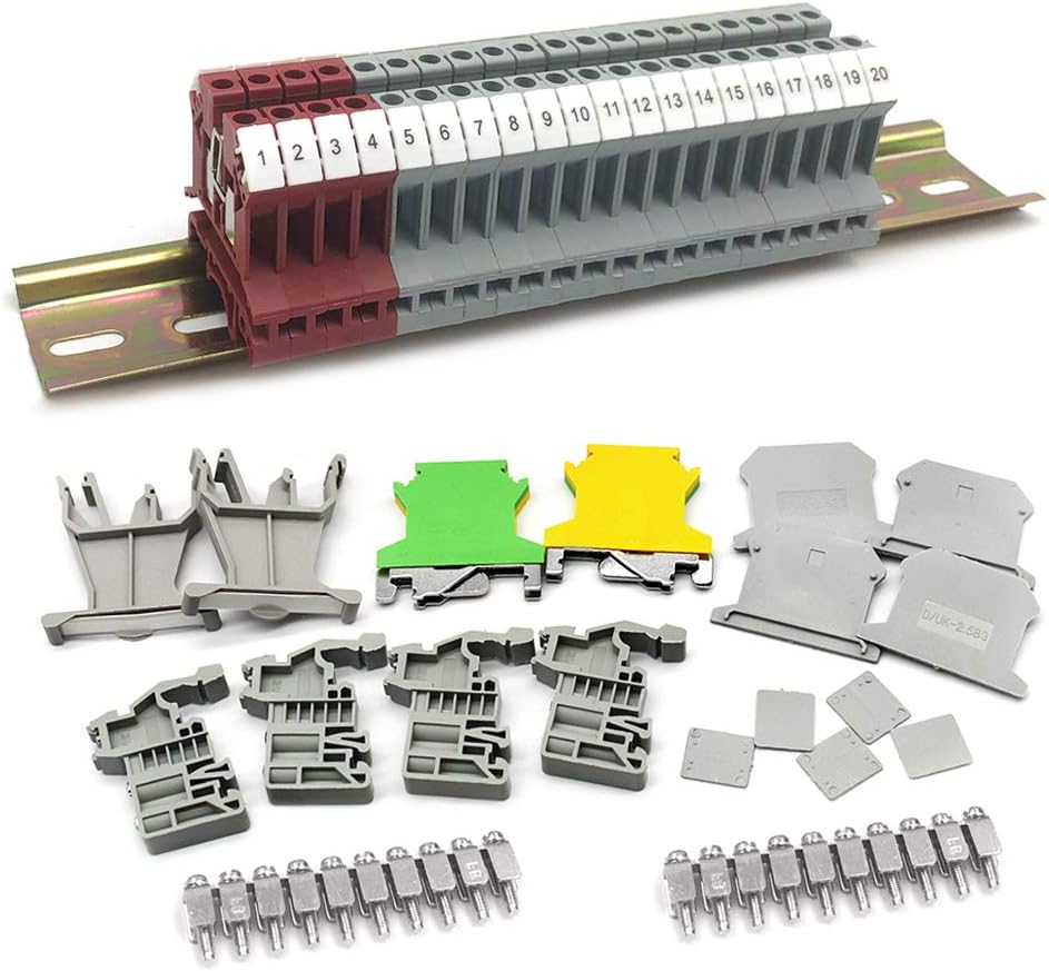 40 Stück Reihenklemmen Set Hutschiene - Klemmleiste Mit Markierungsstreifen Für Elektroinstallation
