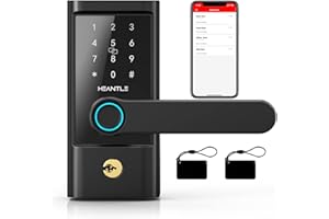 Keyless Entry Door Lock, HEANTLE Smart Lock Fingerprint Door Lock with Lever Electronic Smart Locks for Front Door Touchscreen Keypads Door Lock Automatic Lock Compatible with Alexa Google Home Black