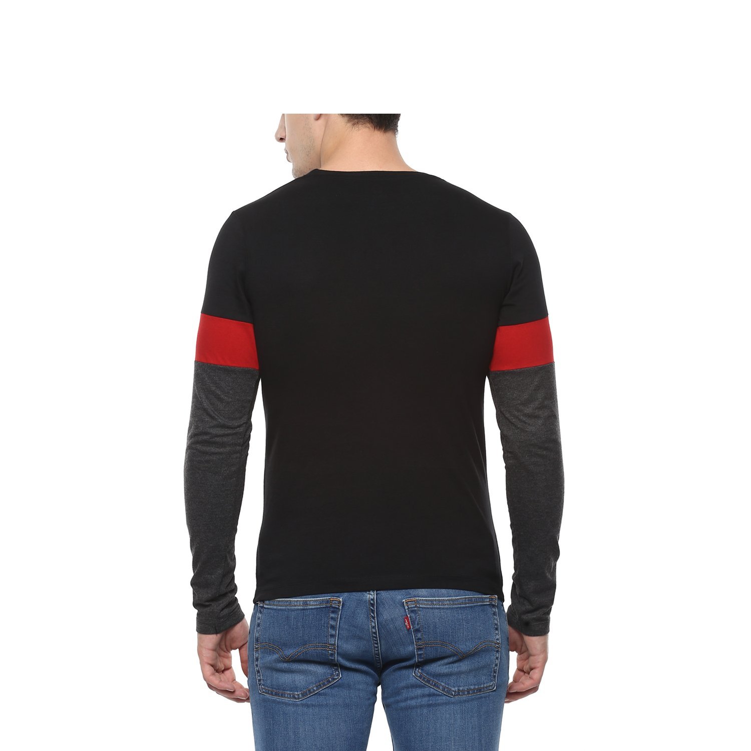 urbano fashion men's black, red, grey round neck full sleeve t-shirt