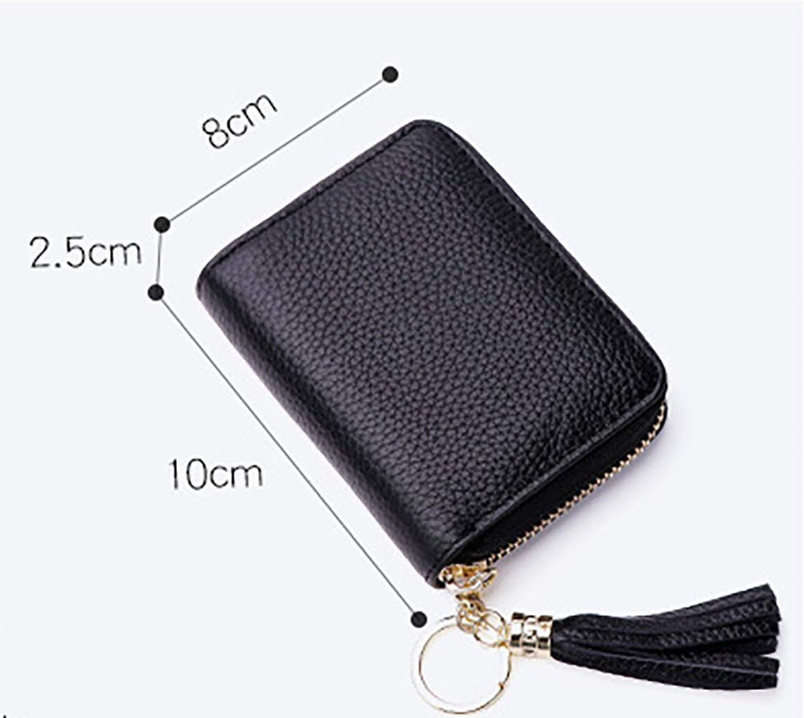 ZhengYue Credit Card Holder Blocking PU Leather Mini Credit Card Wallet Purse Key Chain with Zipper for Women Men Black - Image 3