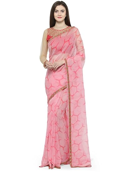 Womens Net Saree With Unstitched Blouse Piece (RASHI0837SSSR001T_Pink)