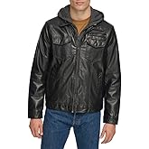 Levi's Men's Faux Leather Hooded Trucker Jacket With Sherpa Lining (Regular & Big & Tall Sizes)