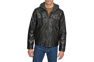Levi's Men's Faux Leather Hooded Trucker Jacket With Sherpa Lining (Regular & Big & Tall Sizes)